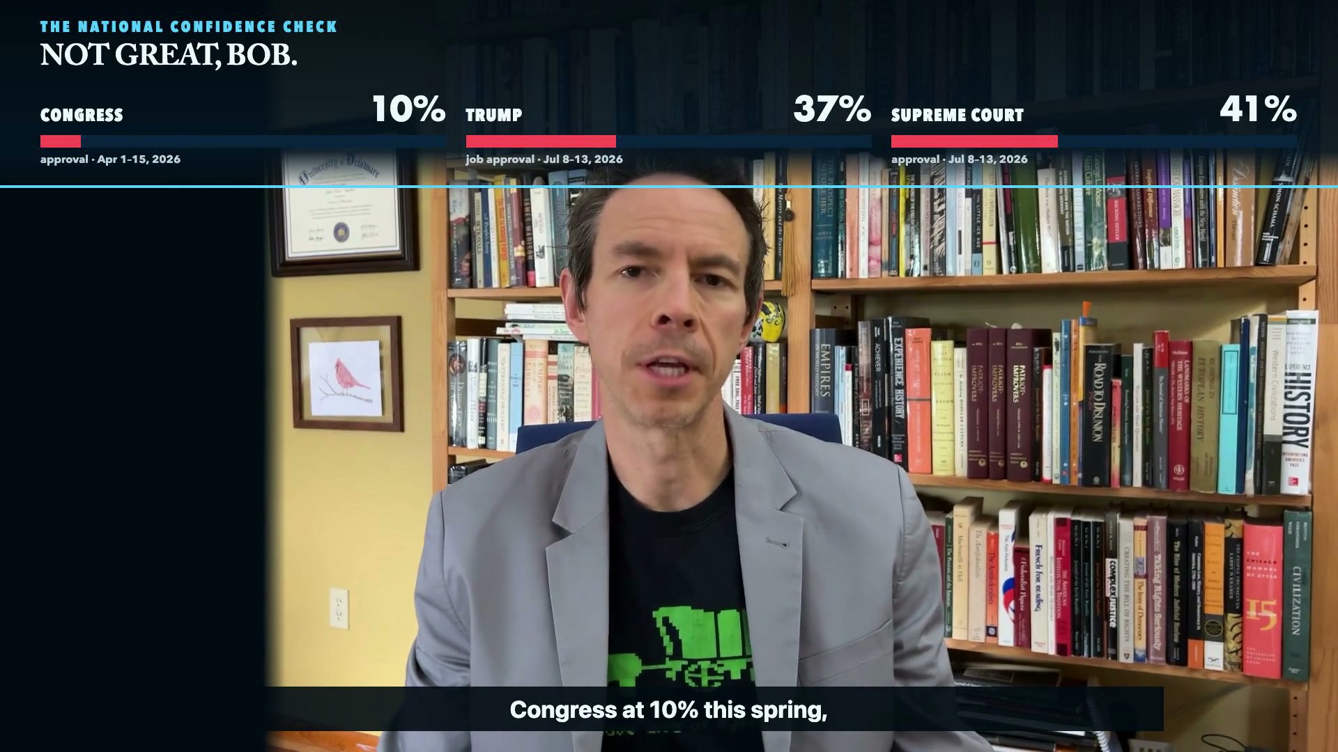 Jeff Appelhans seated before bookshelves beneath a national confidence graphic.